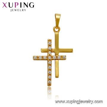 33543 xuping schmuck 24 karat vergoldet edelstein mode kreuz anhänger